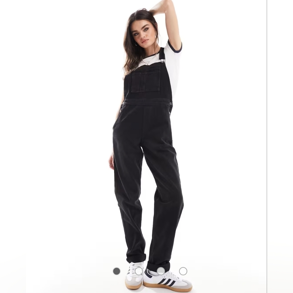 ASOS Washed Black Denim Overalls Womens Size UK 4